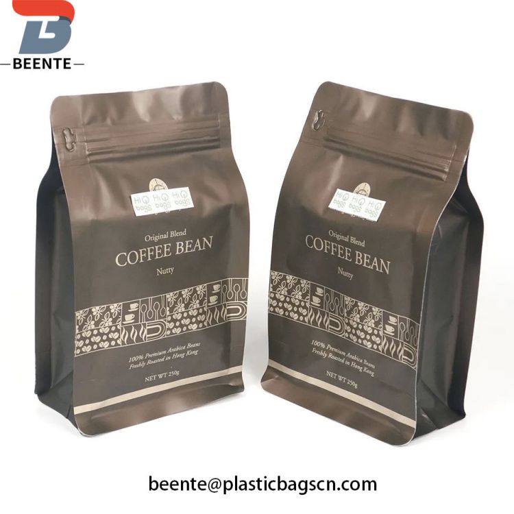 Flat Bottom Package Kraft Paper Tea Bag ကော်ဖီစေ့ထုပ်ပိုးအိတ်