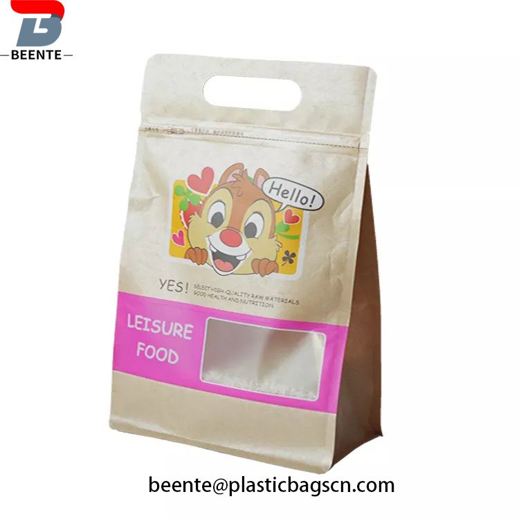 ပြန်လည်ထုပ်ပိုးနိုင်သော Kraft Paper Snacks ကော်ဖီအိတ်များ